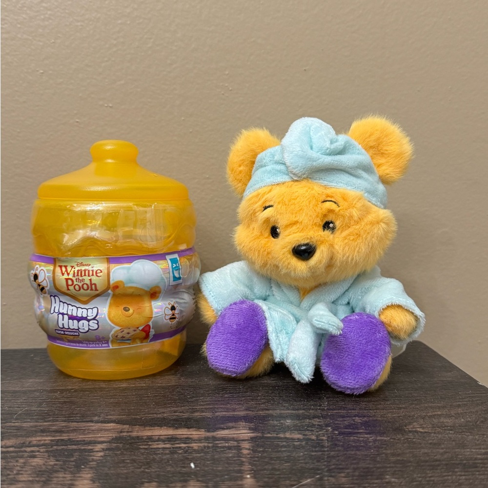 Winnie the Pooh Plush in Blue Robe with Purple Feet